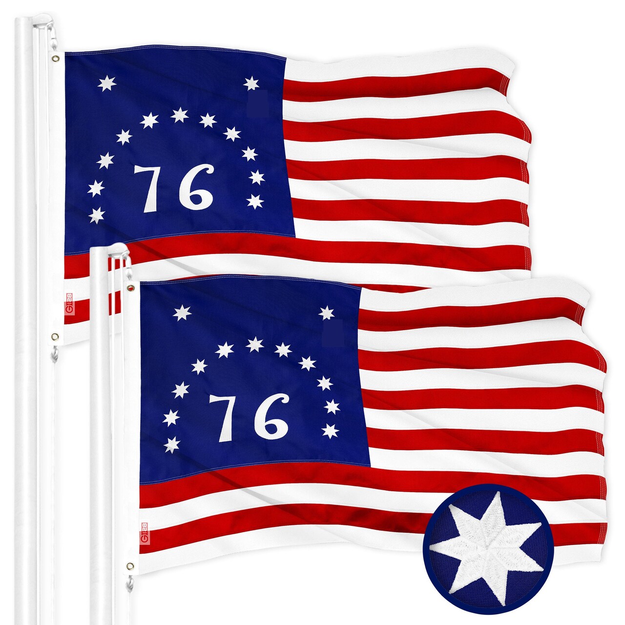 G128 2 Pack: Bennington 76 Flag | 4x6 Ft | ToughWeave Series Embroidered 300D Polyester | Historical Flag, Embroidered Design, Indoor/Outdoor, Brass Grommets
